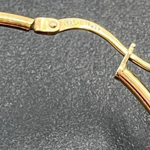 AV 925 Italy Sterling Silver Gold Plated Vermeil Hoop Pierced Earrings - Picture 5 of 8